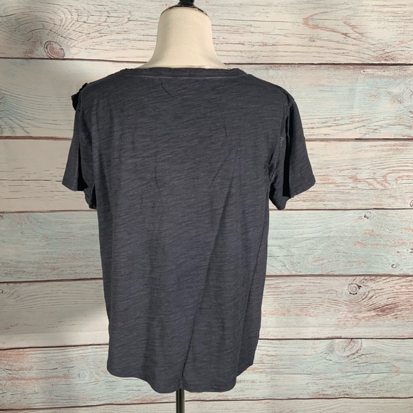 Sanctuary navy blue ruffled short sleeve tee - Picture 3 of 5